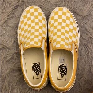 Yellow checkered slip on vans